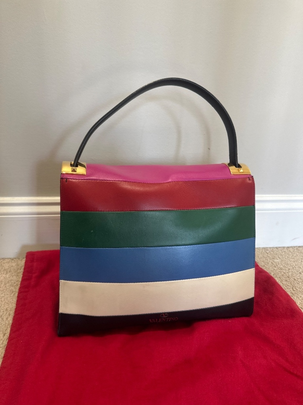 Valentino My Rockstud striped flap satchel bag - Picture 3 of 5